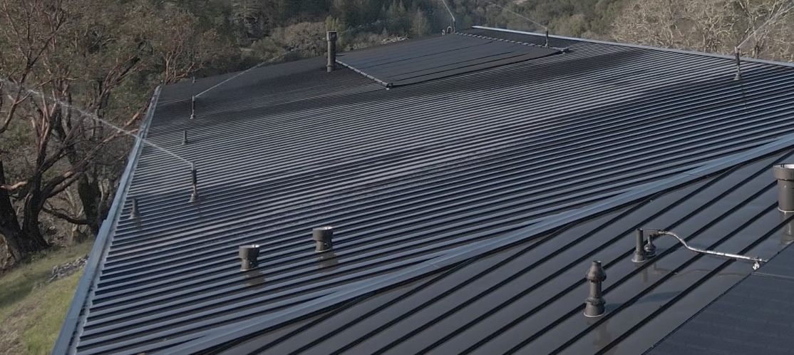 Roof rotor wildfire sprinklers on a new home.