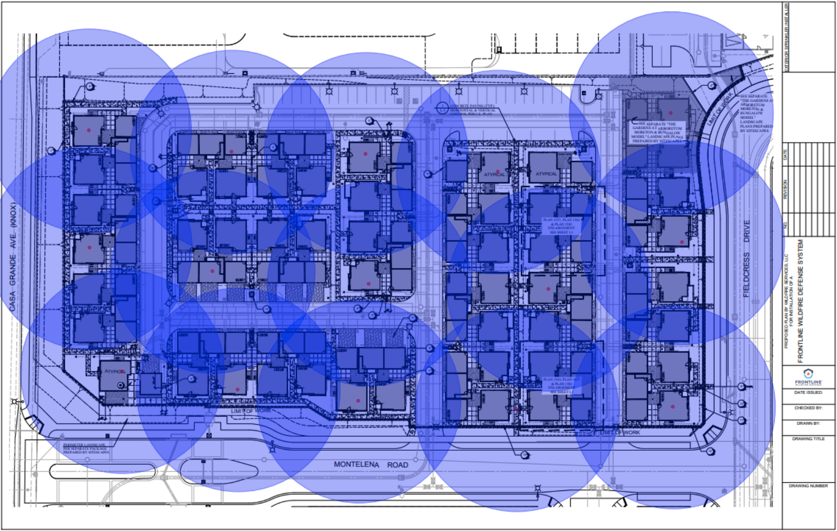 Wildfire protection system designed for a new home community. 